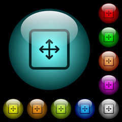 Sticker - Drag object icons in color illuminated glass buttons