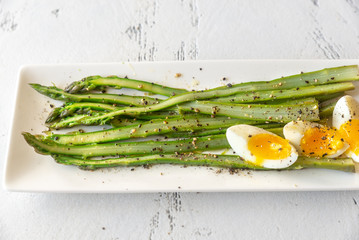 Sticker - Bunch of cooked asparagus with egg