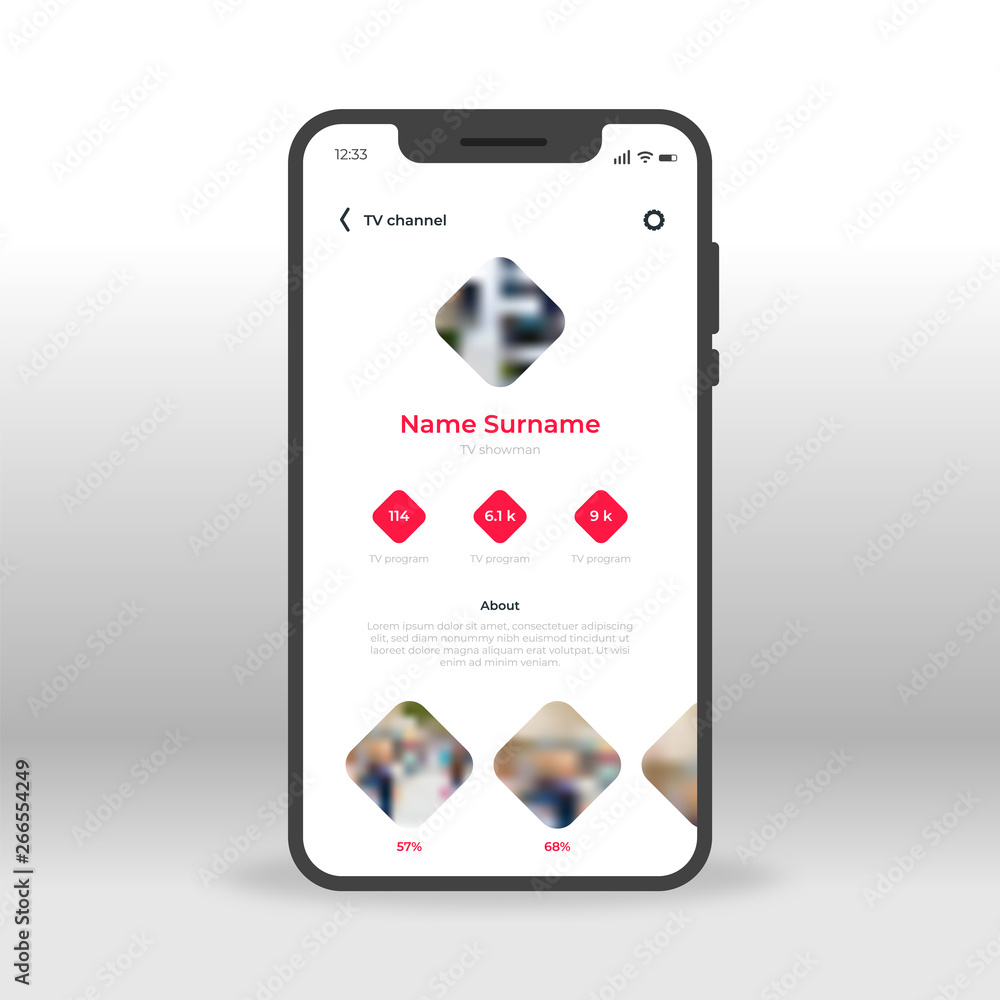 White background online TV channels UI, UX, GUI screen for mobile apps ...
