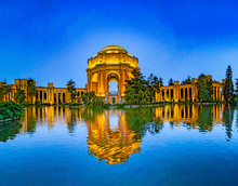 The Palace Of Fine Arts In The Marina District By Night, San Francisco