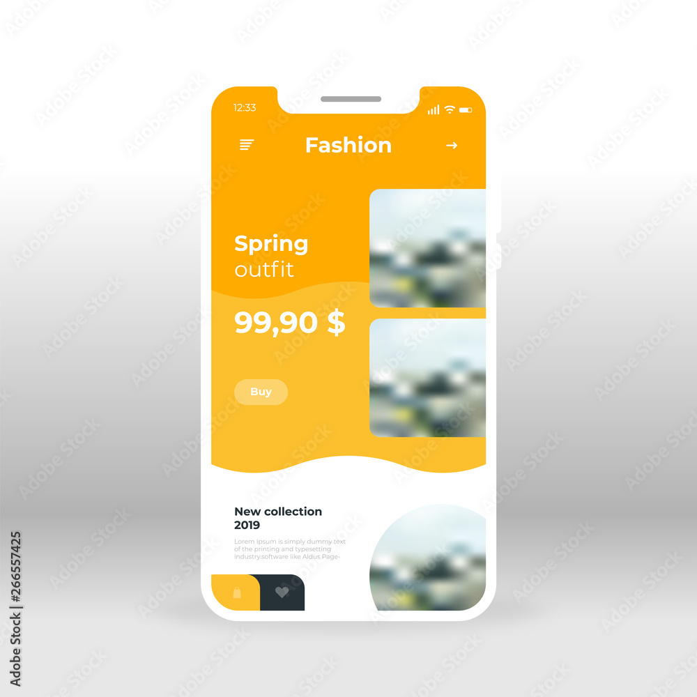 Orange Fashion Clothes UI, UX, GUI screen for mobile apps design ...