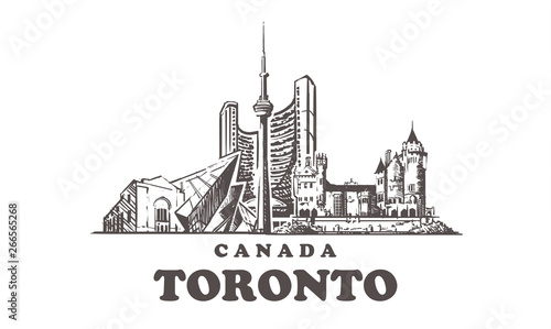 Dekoracja na wymiar  panorame-toronto-szkicu-kanada-toronto-recznie-rysowane-ilustracji-wektorowych