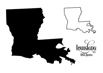 Sticker - Map of The United States of America (USA) State of Louisiana - Illustration on White Background.