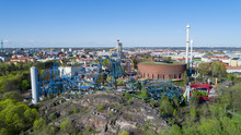 Aerial View Of Linnanmaki Amusement Park, In The City Of Helsinki, On A Sunny Spring Day. Finland