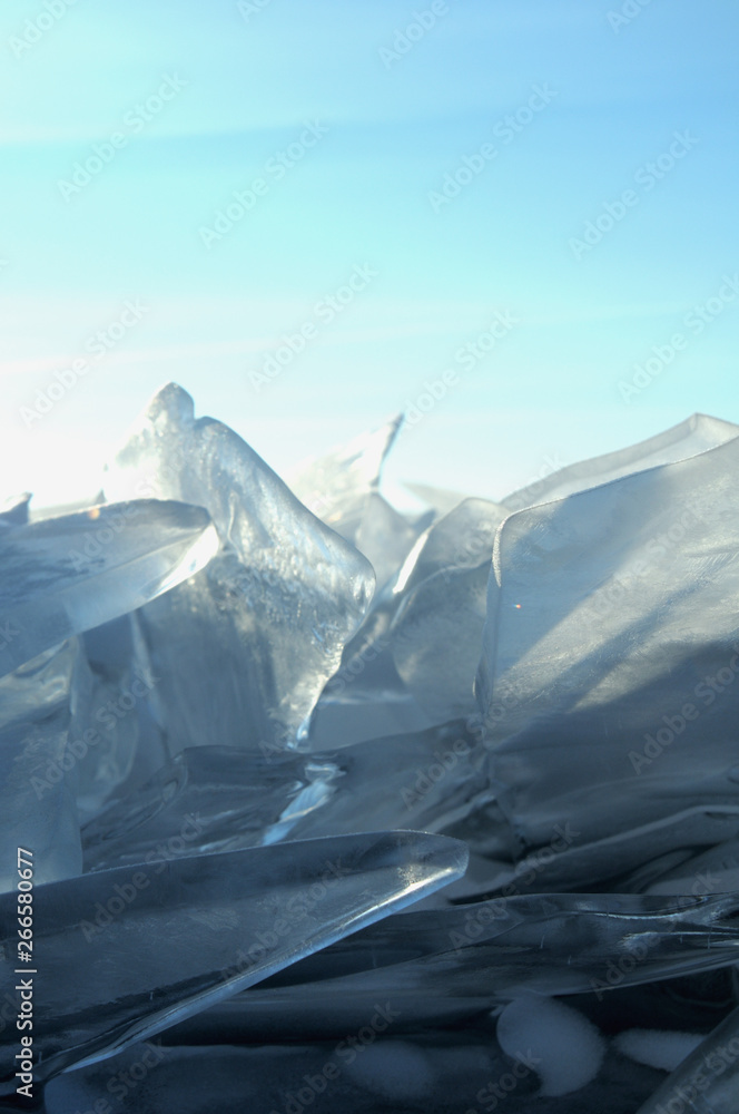 Ice Reflecting Rays Sun rays are refracted by the transparent ice of Lake Baikal. crystal ...