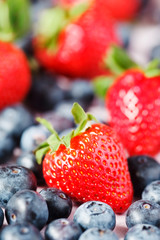 Fresh strawberries and blueberries.