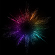 Burst color vector background. Dot liquid flow 3d design illustration. Geometric dynamic particles explosion concept
