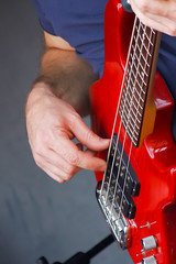 up close guitars playing bass