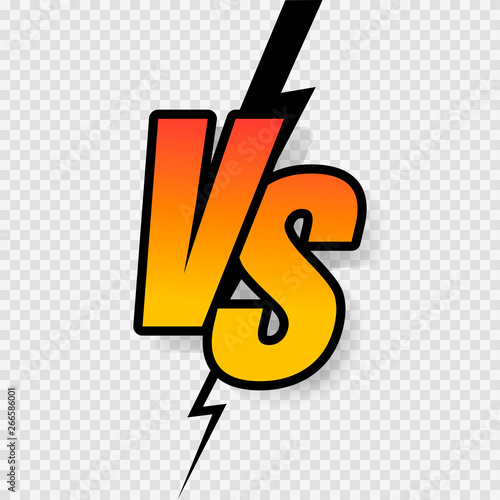 Versus sign gradient style with crack isolated on transparent