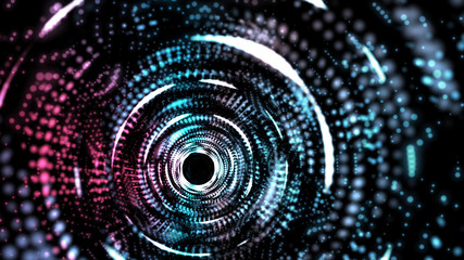 Wall Mural - digital light tunnel, abstract digital cyber space light tunnel background, future cyber system prog