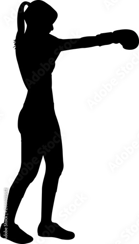 Ταπετσαρία τοιχογραφία Boxing Women 7 isolated vector silhouette