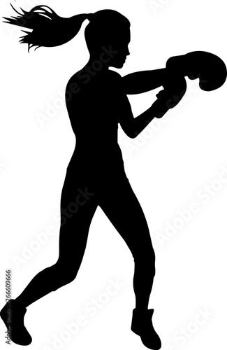 Αφίσα Boxing Women 10 isolated vector silhouette