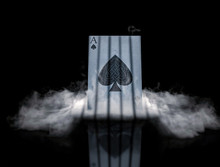 POKER Card In Smoke Ace Of Spades Background, Wallpaper