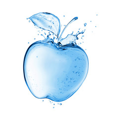 Wall Mural - Apple with drops made of water splashes. Concept image isolated on white background