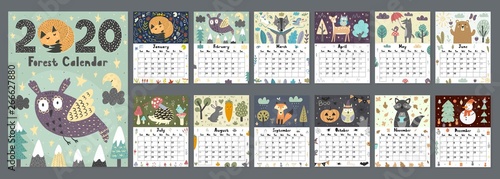 Fotomural Forest calendar for 2020 year