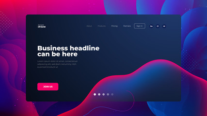 Wall Mural - Dark Liquid color background design for Landing page site. Fluid gradient shapes composition. Futuristic design posters. Eps10 vector.