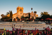 Flowers And Historic Architecture At Balboa Park, In San Diego, California