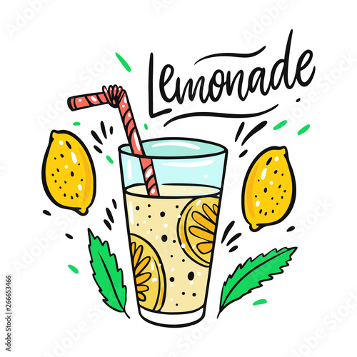 Glass Of Lemonade Hand Drawn Vector Illustration And Lettering Cartoon Style Buy This Stock Vector And Explore Similar Vectors At Adobe Stock Adobe Stock