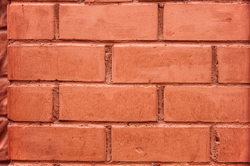 Background brick wall texture closeup. Large red brick