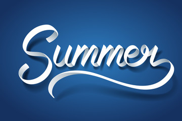 Wall Mural - Paper art of Summer calligraphy hand lettering