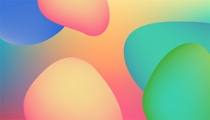 Wall Mural - abstract gradient background with random shapes in pastel colors.