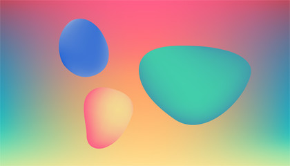 Wall Mural - abstract gradient background with random shapes in pastel colors.