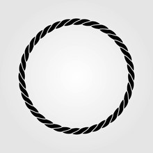 Round Marine Rope Frame Isolated On White Background. Vector Illustration