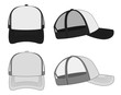 © barks - trucker cap / mesh cap template illustration set (black&white / gray)