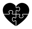 © martialred - Heart puzzle with 4 pieces or solving love flat vector icon for apps and websites.