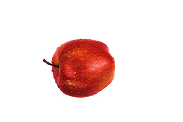 Beautiful red apple with water droplets isolated on white background. Healthy nutrition concept