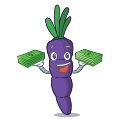 Wall Mural - With money bag purple carrots in the character shape