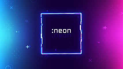 Wall Mural - trendy neon abstract background, memphis geometric texture, ultraviolet neon rave party, vibrant col