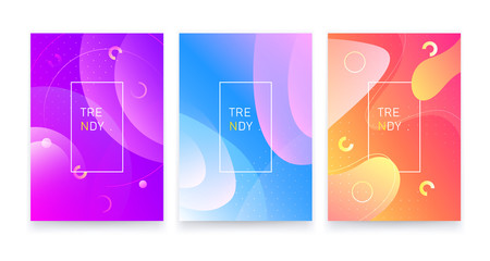 Wall Mural - Trendy posters set design, fluid geometric abstract shapes