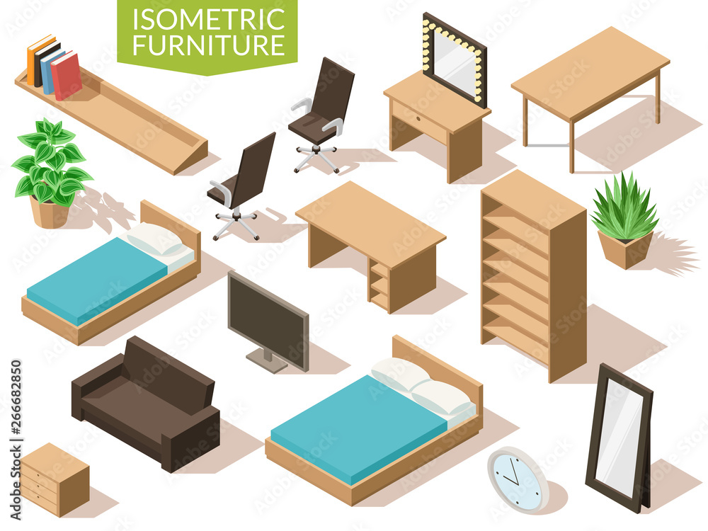 Isometric furniture living room set Stock Vector | Adobe Stock