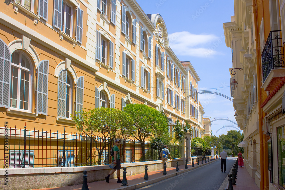 Obraz na płótnie Street and buildings in Old town in Monaco-Ville, Monaco w salonie