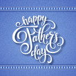 Fathers day greeting card. Handwritten message on blue denim background with stitches
