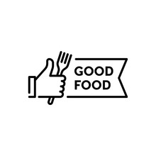Vector Hand Like With Fork Icon Logo