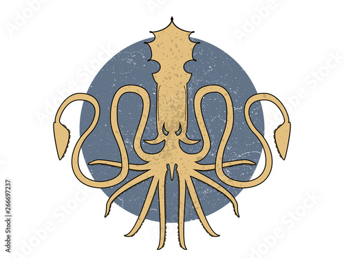 Fotomural emplate for logo, label and emblem with octopus silhouette
