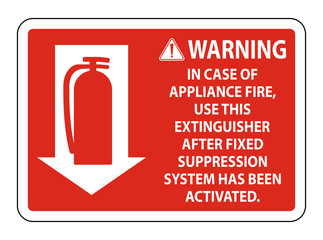 Warning In Case of Appliance Fire Sign on white background,Vector illustration