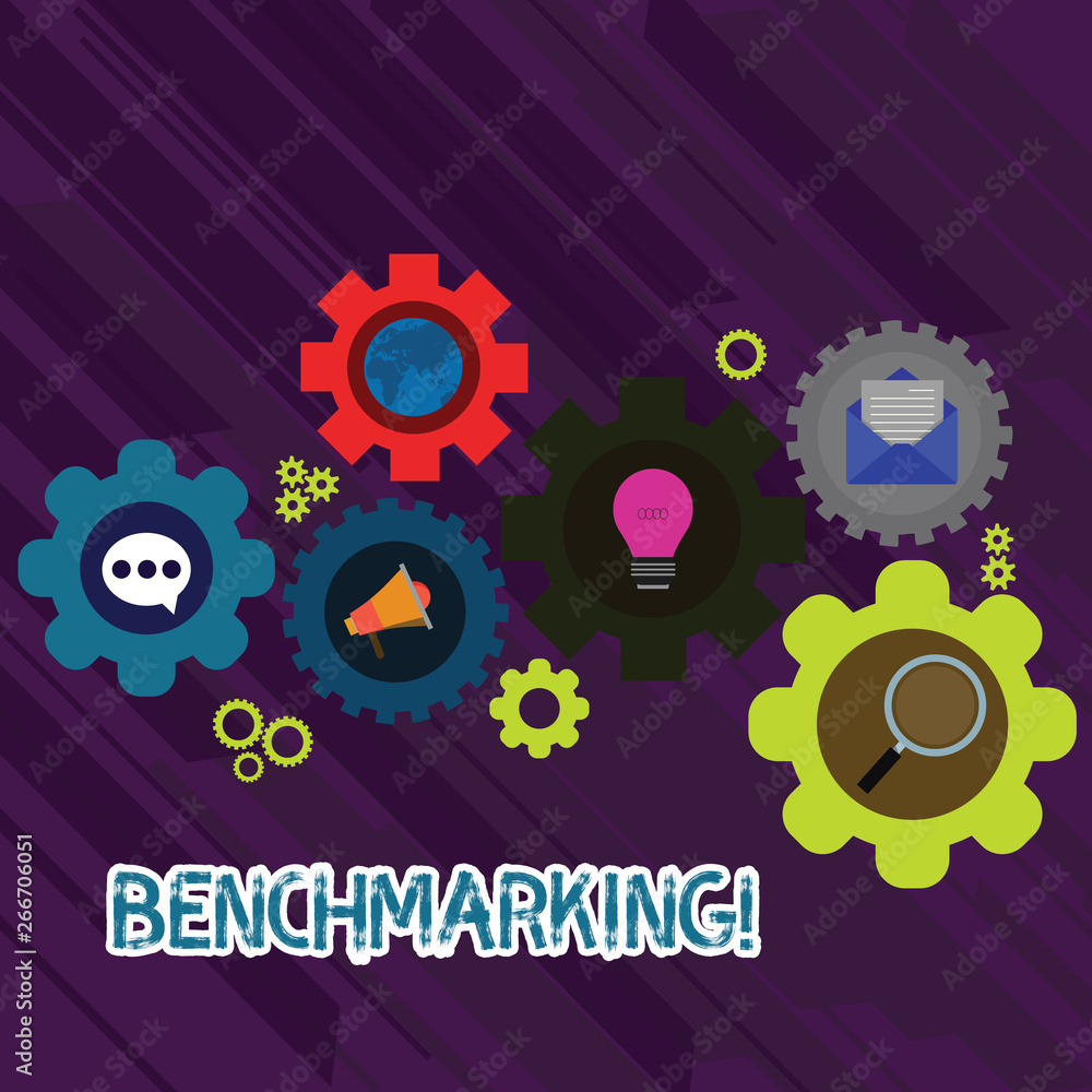Text sign showing Benchmarking. Business photo text evaluate something ...