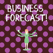 © Zofia - Word writing text Business Forecast. Business photo showcasing estimate or prediction of future developments in business Businesswoman with Four Arms Extending Sideways Holding Workers Needed Item