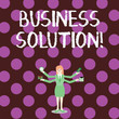 © Zofia - Word writing text Business Solution. Business photo showcasing ideas used to help a company achieve its objectives Businesswoman with Four Arms Extending Sideways Holding Workers Needed Item