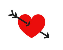 Red Heart Pierced By An Arrow Icon.