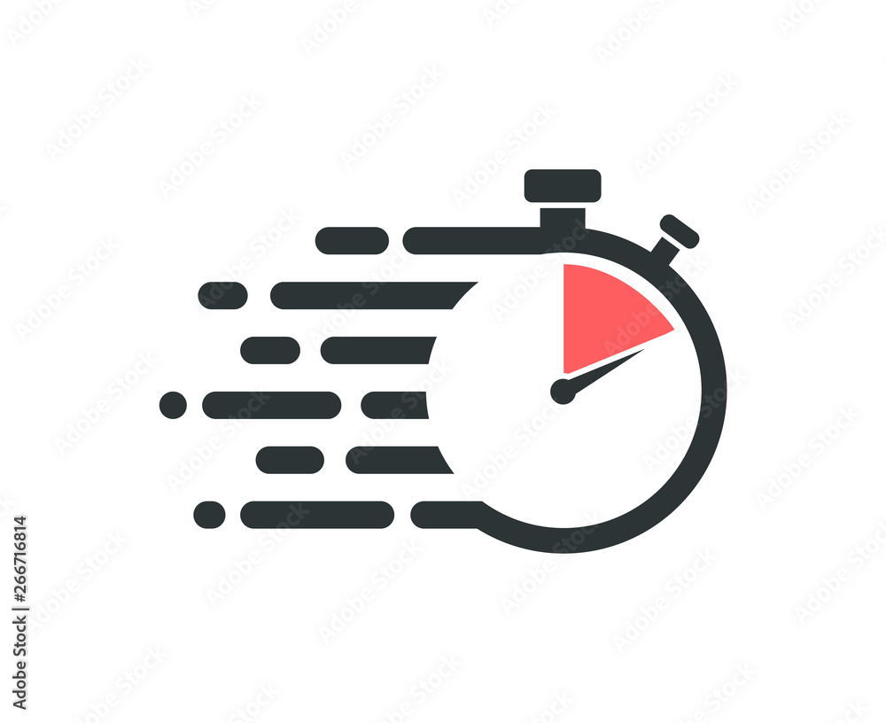 Fast stopwatch icon. Service delivery logo. - obrazy, fototapety, plakaty 
