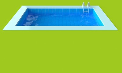 Grass and Swimming pool. 3d rendering