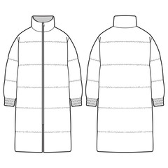 Sticker - Long padded jacket Fashion Flat Templates