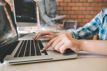 Wall Mural - professional developer programmer cooperation meeting and brainstorming and programming in website w