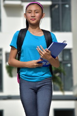 Wall Mural - Intelligent Female Student With Books Walking