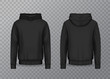 Realistic men hoodie or black 3d hoody, sweatshirt