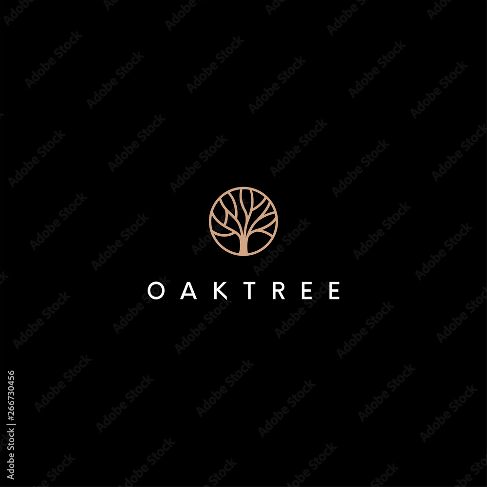 oak tree vector logo design Stock Vector | Adobe Stock